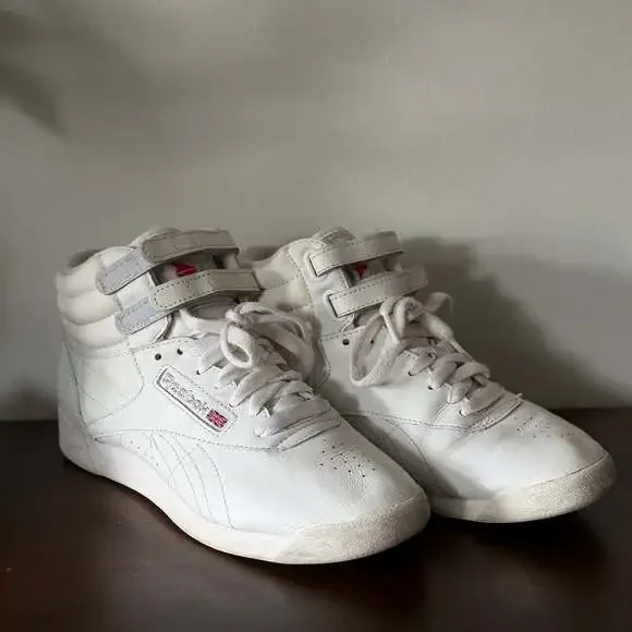 Reebok Freestyle Hi High Top Sneakers White Women's Size 7 - Picture 2 of 5